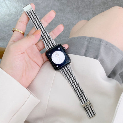 Color Matching Seven Beads Steel Replacement Strap Watchband, For Apple Watch Series 7  41mm / & 6 & SE & 5 & 4 40mm, For Apple Watch Series  7  45mm / & 6 & SE & 5 & 4 44mm - DealBuddy
