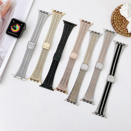 Double Lines Steel Replacement Strap Watchband, For Apple Watch Series 7  41mm / & 6 & SE & 5 & 4 40mm, For Apple Watch Series  7  45mm / & 6 & SE & 5 & 4 44mm - DealBuddy