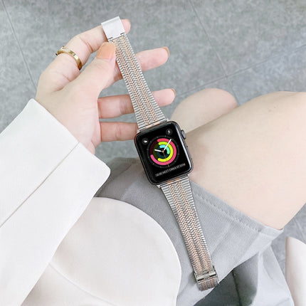 Double Lines Steel Replacement Strap Watchband, For Apple Watch Series 7  41mm / & 6 & SE & 5 & 4 40mm, For Apple Watch Series  7  45mm / & 6 & SE & 5 & 4 44mm - DealBuddy