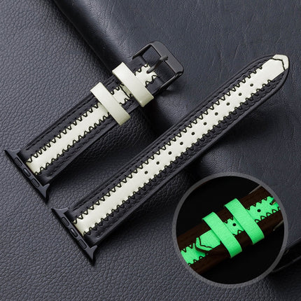 Cowhide Leather Luminous Replacement Strap Watchband, For Apple Watch Series 7  41mm / & 6 & SE & 5 & 4 40mm, For Apple Watch Series  7  45mm / & 6 & SE & 5 & 4 44mm - DealBuddy