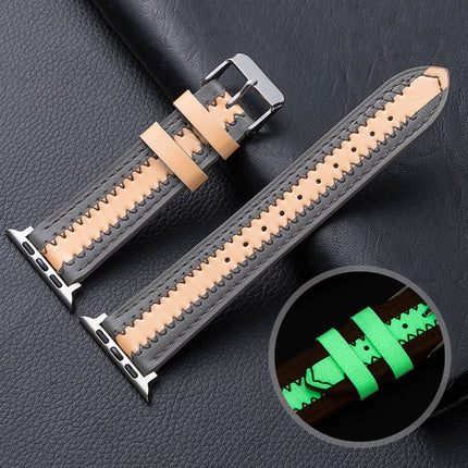 Cowhide Leather Luminous Replacement Strap Watchband, For Apple Watch Series 7  41mm / & 6 & SE & 5 & 4 40mm, For Apple Watch Series  7  45mm / & 6 & SE & 5 & 4 44mm - DealBuddy