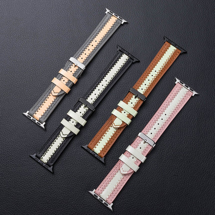 Cowhide Leather Luminous Replacement Strap Watchband, For Apple Watch Series 7  41mm / & 6 & SE & 5 & 4 40mm, For Apple Watch Series  7  45mm / & 6 & SE & 5 & 4 44mm - DealBuddy