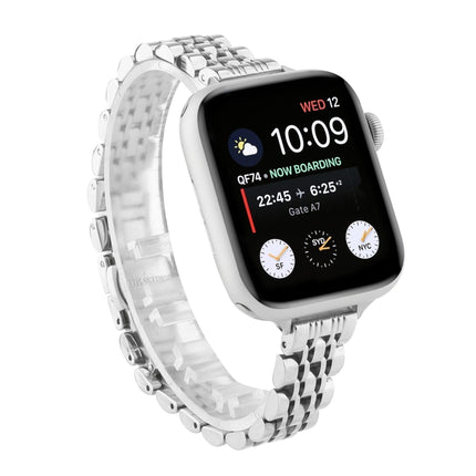 Small Waist Seven Beads Stainless Steel Strap Watchband For Apple Watch Series 6 & SE &, For Apple Watch Ultra 49mm / Series 8&7 45mm / SE 2&6&SE&5&4 44mm / 3&2&1 42mm, For Apple Watch Series 7 41mm / 6 & SE & 5 & 4 40mm / 3 & 2 & 1 38mm - DealBuddy