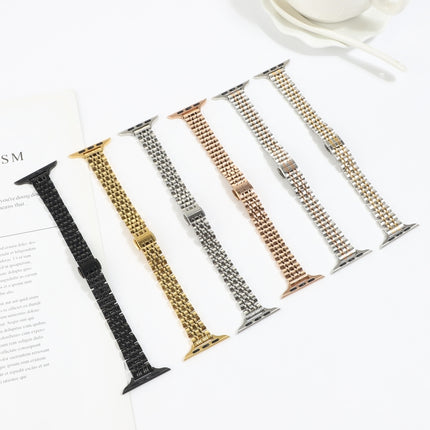 Small Waist Seven Beads Stainless Steel Strap Watchband For Apple Watch Series 6 & SE &, For Apple Watch Series 7 45mm / 6 & SE & 5 & 4 44mm / 3 & 2 & 1 42mm, For Apple Watch Series 8&7 41mm / SE 2&6&SE&5&4 40mm / 3&2&1 38mm - DealBuddy