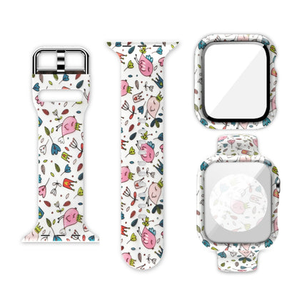 Silicone Printing Integrated Replacement Watch Case Watchband, For Apple Watch Series 3 & 2 & 1 38mm - DealBuddy