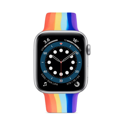 Rainbow Silicone Strap Watchband For Apple Watch Series, 7 45mm / 6 & SE & 5 & 4 44mm / 3 & 2 & 1 42mm, 7 41mm / 6 & SE & 5 & 4 40mm / 3 & 2 & 1 38mm - DealBuddy
