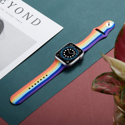 Rainbow Silicone Strap Watchband For Apple Watch Series, 7 45mm / 6 & SE & 5 & 4 44mm / 3 & 2 & 1 42mm, 7 41mm / 6 & SE & 5 & 4 40mm / 3 & 2 & 1 38mm - DealBuddy