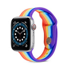 Rainbow Silicone Strap Watchband For Apple Watch Series, 7 45mm / 6 & SE & 5 & 4 44mm / 3 & 2 & 1 42mm, 7 41mm / 6 & SE & 5 & 4 40mm / 3 & 2 & 1 38mm - DealBuddy