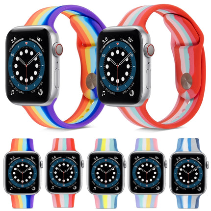 Rainbow Silicone Strap Watchband For Apple Watch Series, 7 45mm / 6 & SE & 5 & 4 44mm / 3 & 2 & 1 42mm, 7 41mm / 6 & SE & 5 & 4 40mm / 3 & 2 & 1 38mm - DealBuddy
