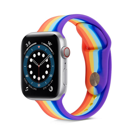 Rainbow Silicone Strap Watchband For Apple Watch Series, 7 45mm / 6 & SE & 5 & 4 44mm / 3 & 2 & 1 42mm, 7 41mm / 6 & SE & 5 & 4 40mm / 3 & 2 & 1 38mm - DealBuddy