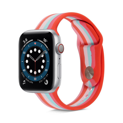 Rainbow Silicone Strap Watchband For Apple Watch Series, 7 45mm / 6 & SE & 5 & 4 44mm / 3 & 2 & 1 42mm, 7 41mm / 6 & SE & 5 & 4 40mm / 3 & 2 & 1 38mm - DealBuddy
