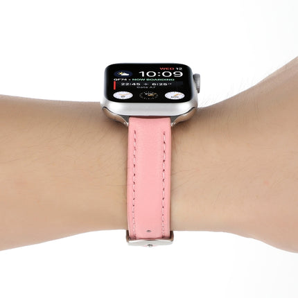 14mm Slim Genuine Leather Strap Watchband For Apple Watch Series, 7 45mm / 6 & SE & 5 & 4 44mm / 3 & 2 & 1 42mm, 7 41mm / 6 & SE & 5 & 4 40mm / 3 & 2 & 1 38mm - DealBuddy