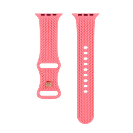Woven Pattern Figure 8 Buckle Silicone Strap Watchband For Apple Watch Series, 7 45mm / 6 & SE & 5 & 4 44mm / 3 & 2 & 1 42mm, 7 41mm / 6 & SE & 5 & 4 40mm / 3 & 2 & 1 38mm - DealBuddy