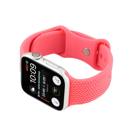 Woven Pattern Figure 8 Buckle Silicone Strap Watchband For Apple Watch Series, 7 45mm / 6 & SE & 5 & 4 44mm / 3 & 2 & 1 42mm, 7 41mm / 6 & SE & 5 & 4 40mm / 3 & 2 & 1 38mm - DealBuddy