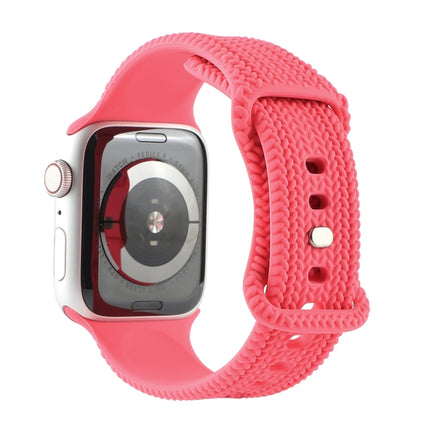 Woven Pattern Figure 8 Buckle Silicone Strap Watchband For Apple Watch Series, 7 45mm / 6 & SE & 5 & 4 44mm / 3 & 2 & 1 42mm, 7 41mm / 6 & SE & 5 & 4 40mm / 3 & 2 & 1 38mm - DealBuddy