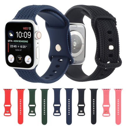 Woven Pattern Figure 8 Buckle Silicone Strap Watchband For Apple Watch Series, 7 45mm / 6 & SE & 5 & 4 44mm / 3 & 2 & 1 42mm, 7 41mm / 6 & SE & 5 & 4 40mm / 3 & 2 & 1 38mm - DealBuddy