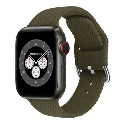 Braided Silicone Replacement Watchbands with Buckle For Apple Watch Series, 7 45mm / 6 & SE & 5 & 4 44mm / 3 & 2 & 1 42mm, 7 41mm / 6 & SE & 5 & 4 40mm / 3 & 2 & 1 38mm - DealBuddy