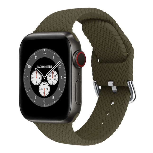 Braided Silicone Replacement Watchbands with Buckle For Apple Watch Series, 7 45mm / 6 & SE & 5 & 4 44mm / 3 & 2 & 1 42mm, 7 41mm / 6 & SE & 5 & 4 40mm / 3 & 2 & 1 38mm - DealBuddy