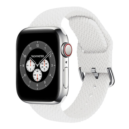 Braided Silicone Replacement Watchbands with Buckle For Apple Watch Series, 7 45mm / 6 & SE & 5 & 4 44mm / 3 & 2 & 1 42mm, 7 41mm / 6 & SE & 5 & 4 40mm / 3 & 2 & 1 38mm - DealBuddy
