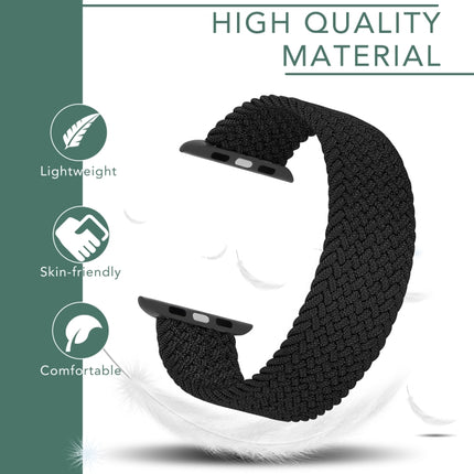 Metal Head Braided Nylon Solid Color Replacement Strap Watchband For Apple Watch Series 6 & SE & 5 & 4 44mm / 3 & 2 & 1 42mm, XS 135mm, S 145mm, M 155mm - DealBuddy