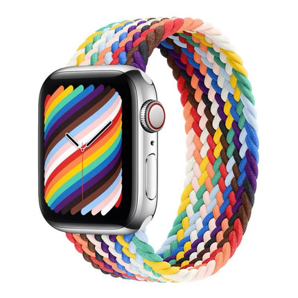 Rainbow Braided Single Loop Replacement Watchbands, Size: L 155mm For Apple Watch Series 6 & SE & 5 & 4 40mm / 3 & 2 & 1 38mm, L 155mm 40mm / 38mm - DealBuddy