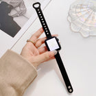 Double Studs Buckle Genuine Leather Strap Watchband For Apple Watch Series, 7 45mm / 6 & SE & 5 & 4 44mm / 3 & 2 & 1 42mm, 7 41mm / 6 & SE & 5 & 4 40mm / 3 & 2 & 1 38mm - DealBuddy
