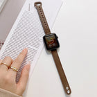 Double Studs Buckle Genuine Leather Strap Watchband For Apple Watch Series, 7 45mm / 6 & SE & 5 & 4 44mm / 3 & 2 & 1 42mm, 7 41mm / 6 & SE & 5 & 4 40mm / 3 & 2 & 1 38mm - DealBuddy