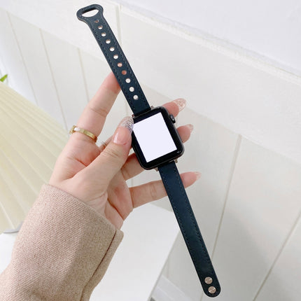 Double Studs Buckle Genuine Leather Strap Watchband For Apple Watch Series, 7 45mm / 6 & SE & 5 & 4 44mm / 3 & 2 & 1 42mm, 7 41mm / 6 & SE & 5 & 4 40mm / 3 & 2 & 1 38mm - DealBuddy