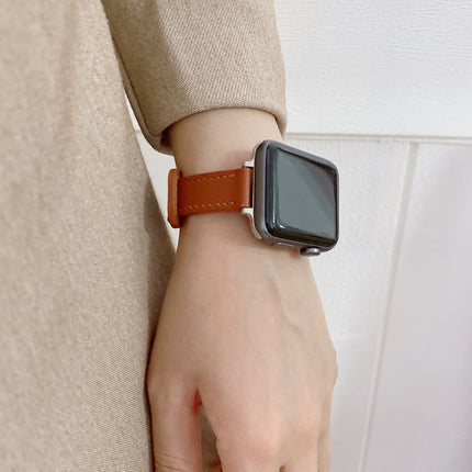 Double Studs Buckle Genuine Leather Strap Watchband For Apple Watch Series, 7 45mm / 6 & SE & 5 & 4 44mm / 3 & 2 & 1 42mm, 7 41mm / 6 & SE & 5 & 4 40mm / 3 & 2 & 1 38mm - DealBuddy