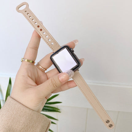 Double Studs Buckle Genuine Leather Strap Watchband For Apple Watch Series, 7 45mm / 6 & SE & 5 & 4 44mm / 3 & 2 & 1 42mm, 7 41mm / 6 & SE & 5 & 4 40mm / 3 & 2 & 1 38mm - DealBuddy