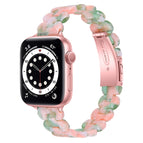For Apple Watch Series  7  45mm / & 6 & SE & 5 & 4 44mm / Pink Green Flower