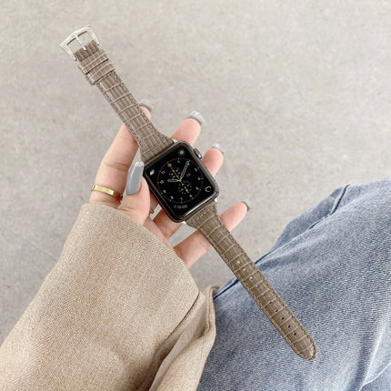Crocodile Texture Leather Replacement Strap Watchband, For Apple Watch Series 7  41mm / & 6 & SE & 5 & 4 40mm, For Apple Watch Series  7  45mm / & 6 & SE & 5 & 4 44mm - DealBuddy