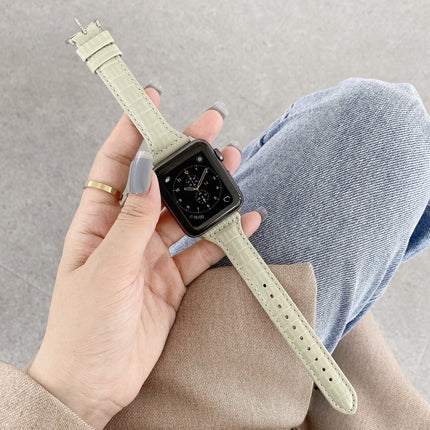 Crocodile Texture Leather Replacement Strap Watchband, For Apple Watch Series 7  41mm / & 6 & SE & 5 & 4 40mm, For Apple Watch Series  7  45mm / & 6 & SE & 5 & 4 44mm - DealBuddy