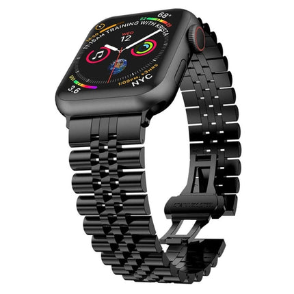 Five Beads Stainless Steel Replacement Watchbands For Apple Watch Series, 7 45mm / 6 & SE & 5 & 4 44mm / 3 & 2 & 1 42mm, 7 41mm / 6 & SE & 5 & 4 40mm / 3 & 2 & 1 38mm - DealBuddy