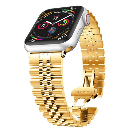Five Beads Stainless Steel Replacement Watchbands For Apple Watch Series, 7 45mm / 6 & SE & 5 & 4 44mm / 3 & 2 & 1 42mm, 7 41mm / 6 & SE & 5 & 4 40mm / 3 & 2 & 1 38mm - DealBuddy