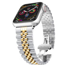 Five Beads Stainless Steel Replacement Watchbands For Apple Watch Series, 7 45mm / 6 & SE & 5 & 4 44mm / 3 & 2 & 1 42mm, 7 41mm / 6 & SE & 5 & 4 40mm / 3 & 2 & 1 38mm - DealBuddy