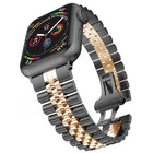Five Beads Stainless Steel Replacement Watchbands For Apple Watch Series, 7 45mm / 6 & SE & 5 & 4 44mm / 3 & 2 & 1 42mm, 7 41mm / 6 & SE & 5 & 4 40mm / 3 & 2 & 1 38mm - DealBuddy