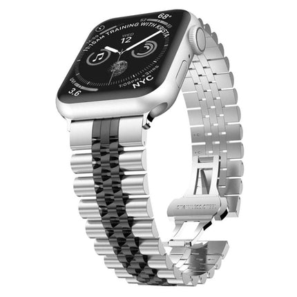 Five Beads Stainless Steel Replacement Watchbands For Apple Watch Series, 7 45mm / 6 & SE & 5 & 4 44mm / 3 & 2 & 1 42mm, 7 41mm / 6 & SE & 5 & 4 40mm / 3 & 2 & 1 38mm - DealBuddy