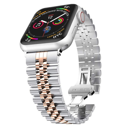 Five Beads Stainless Steel Replacement Watchbands For Apple Watch Series, 7 45mm / 6 & SE & 5 & 4 44mm / 3 & 2 & 1 42mm, 7 41mm / 6 & SE & 5 & 4 40mm / 3 & 2 & 1 38mm - DealBuddy