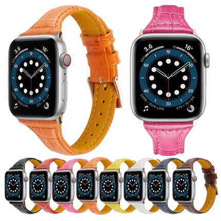 Crocodile Texture Leather Replacement Strap Watchband, For Apple Watch Series 7  41mm / & 6 & SE & 5 & 4 40mm - DealBuddy