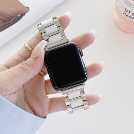 22mm Width Three Beads Ceramics Steel Replacement Strap Watchband For Apple Watch Series