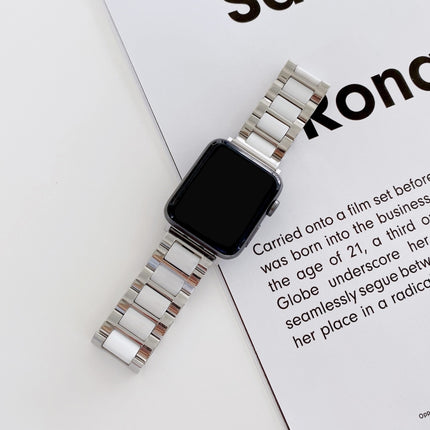 22mm Width Three Beads Ceramics Steel Replacement Strap Watchband For Apple Watch Series, 7 41mm / 6 & SE & 5 & 4 40mm / 3 & 2 & 1 38mm, 7 45mm / 6 & SE & 5 & 4 44mm / 3 & 2 & 1 42mm - DealBuddy