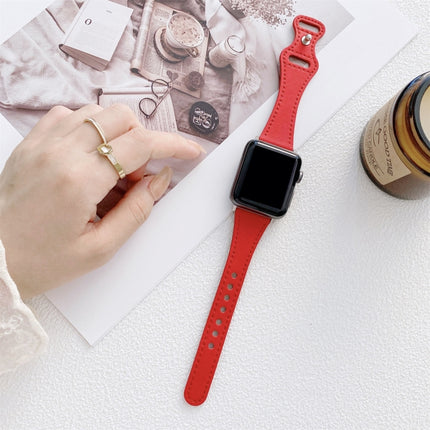 Small Waist 8-shape Reverse Buckle Leather Replacement Strap Watchband For Apple Watch Series - DealBuddy