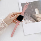 Small Waist 8-shape Reverse Buckle Leather Replacement Strap Watchband For Apple Watch Series - DealBuddy