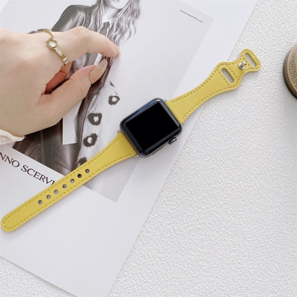 Small Waist 8-shape Reverse Buckle Leather Replacement Strap Watchband For Apple Watch Series, 7 41mm / 6 & SE & 5 & 4 40mm / 3 & 2 & 1 38mm, 7 45mm / 6 & SE & 5 & 4 44mm / 3 & 2 & 1 42mm - DealBuddy
