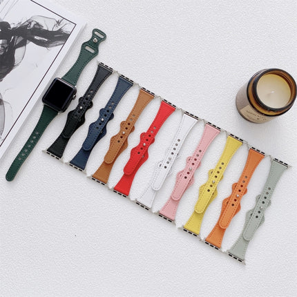 Small Waist 8-shape Reverse Buckle Leather Replacement Strap Watchband For Apple Watch Series, 7 41mm / 6 & SE & 5 & 4 40mm / 3 & 2 & 1 38mm, 7 45mm / 6 & SE & 5 & 4 44mm / 3 & 2 & 1 42mm - DealBuddy