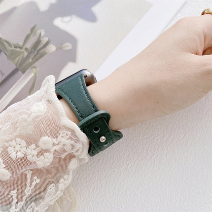 Small Waist 8-shape Reverse Buckle Leather Replacement Strap Watchband For Apple Watch Series, 7 41mm / 6 & SE & 5 & 4 40mm / 3 & 2 & 1 38mm, 7 45mm / 6 & SE & 5 & 4 44mm / 3 & 2 & 1 42mm - DealBuddy