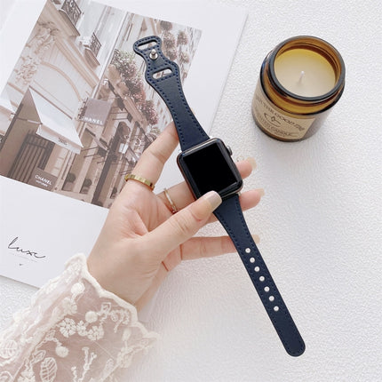 Small Waist 8-shape Reverse Buckle Leather Replacement Strap Watchband For Apple Watch Series - DealBuddy