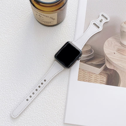 Small Waist 8-shape Reverse Buckle Leather Replacement Strap Watchband For Apple Watch Series - DealBuddy