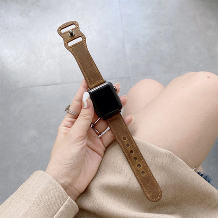 8-shape Buckle Retro Leather Replacement Strap Watchband For Apple Watch Series, 7 41mm / 6 & SE & 5 & 4 40mm / 3 & 2 & 1 38mm, 7 45mm / 6 & SE & 5 & 4 44mm / 3 & 2 & 1 42mm - DealBuddy